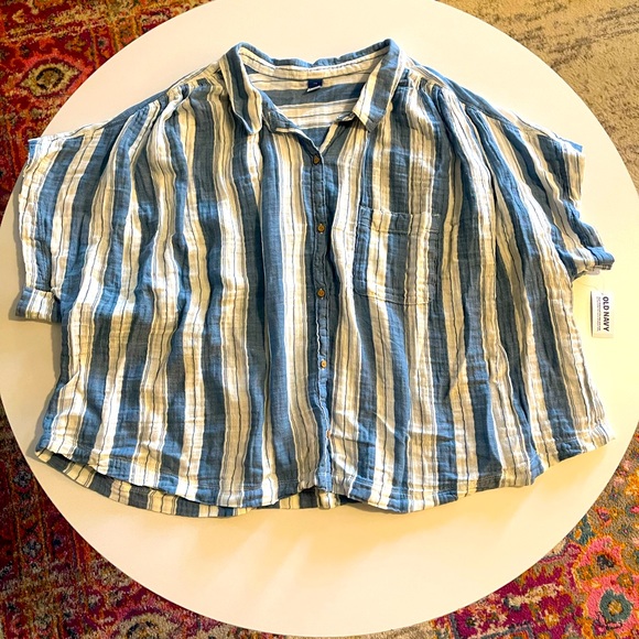 Old Navy Tops - Old Navy Striped Button Down Short Sleeve Top
